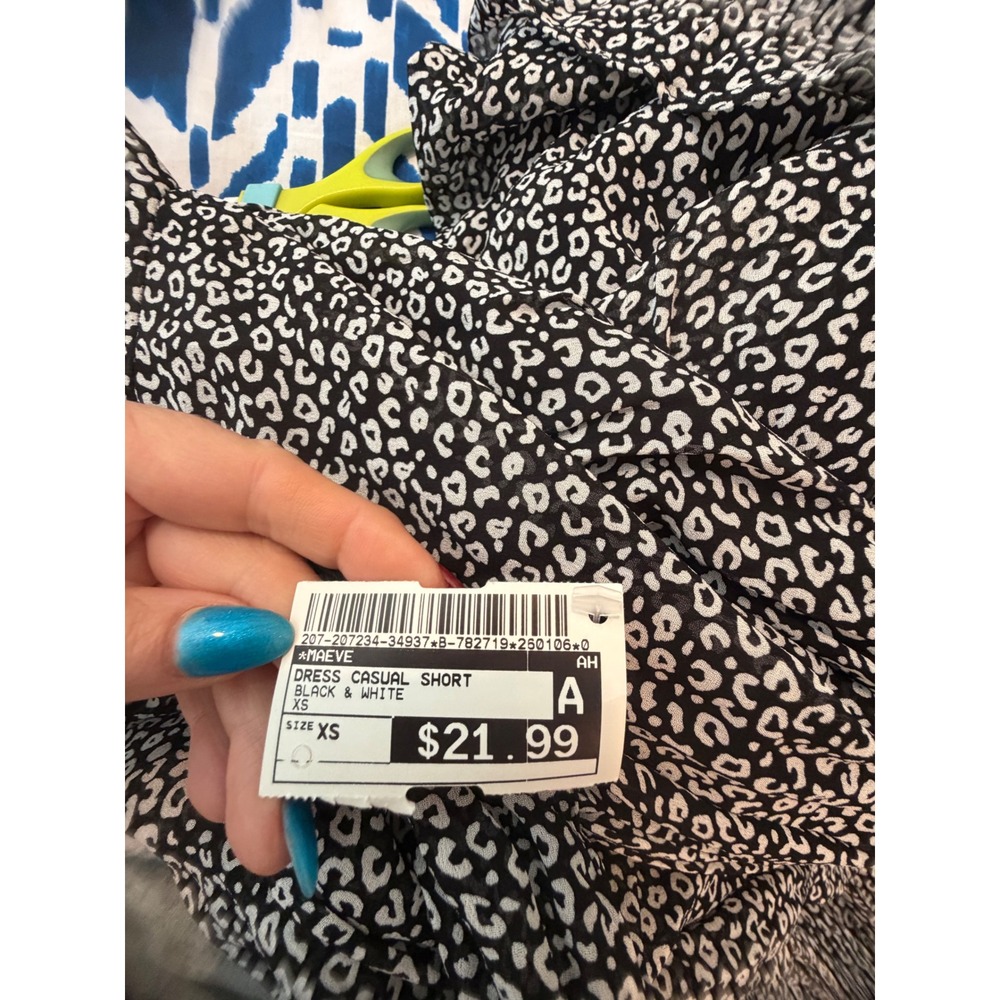 Maeve Anthropologie Leopard Print V-Neck Long Sleeve Mini Dress Black White XS - Picture 6 of 12